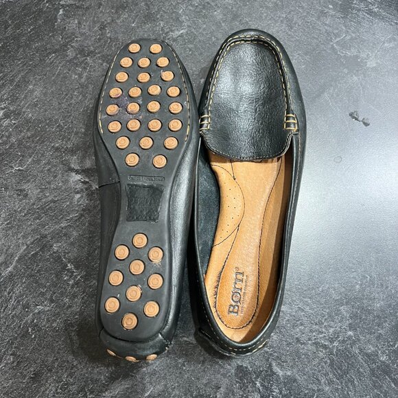 Born W 9 Slip On Classic Style Leather Driving Moccasin Loafers Comfort Black - Picture 6 of 9